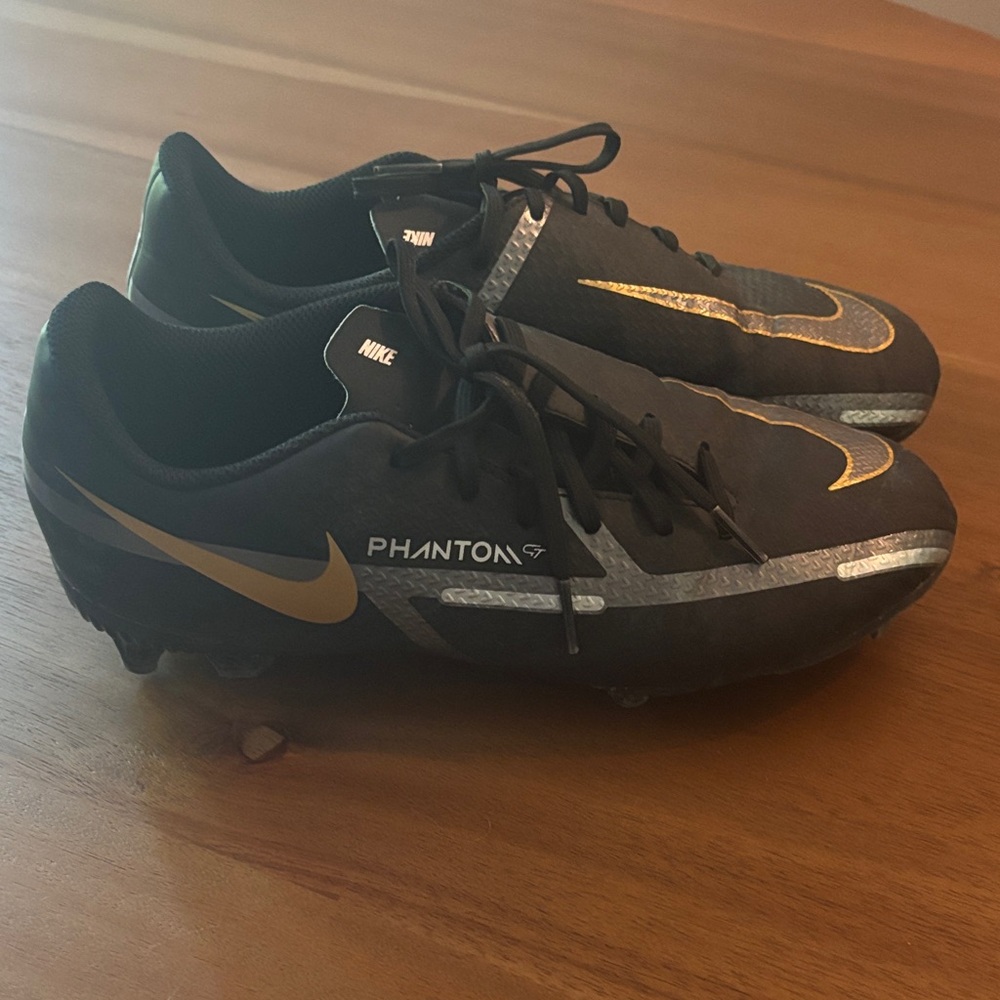 Nike Phantom Cleats Black with Gold and Silver